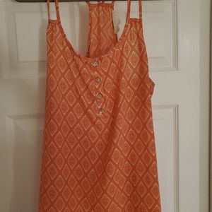 WOMEN'S SIZE LARGE ORANGE GEOMETRIC FLOWY TANK TOP BY PINK ROSE